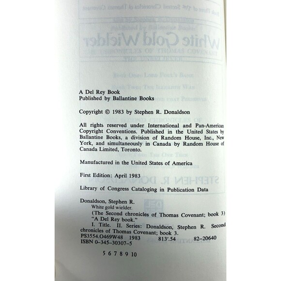 White Gold Wielder Book 3 by Stephen R. Donaldson Vintage 1983 Del Rey Hardback - Picture 6 of 9